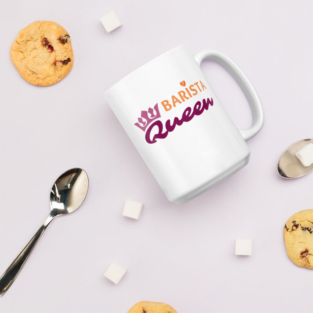 Coffee Mug, White glossy mug, Barista Queen, Coffee Lover, Coffee Gift Ideas, Espresso Lover, Coffee Addict